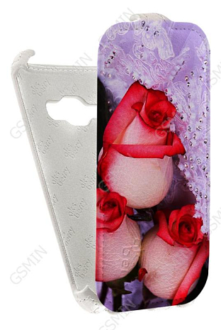 Кожаный чехол для Samsung Galaxy J1 (2016) Aksberry Protective Flip Case (Белый) (Дизайн 104)