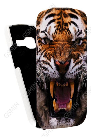 Кожаный чехол для Samsung S7262 Galaxy Star Plus Aksberry Protective Flip Case (Белый) (Дизайн 142)