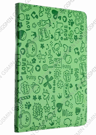 Кожаный чехол для iPad 2/3 и iPad 4 RHDS Fashion Leather Case - Happy series - Вращающийся (Зеленый)