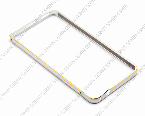 Бампер для Samsung Galaxy Alpha (G850F) металлический (Серебряно-золотой)