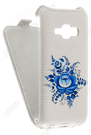 Кожаный чехол для Samsung Galaxy J1 (2016) Aksberry Protective Flip Case (Белый) (Дизайн 18/18)