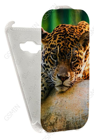 Кожаный чехол для Samsung Galaxy J1 (2016) Aksberry Protective Flip Case (Белый) (Дизайн 167)