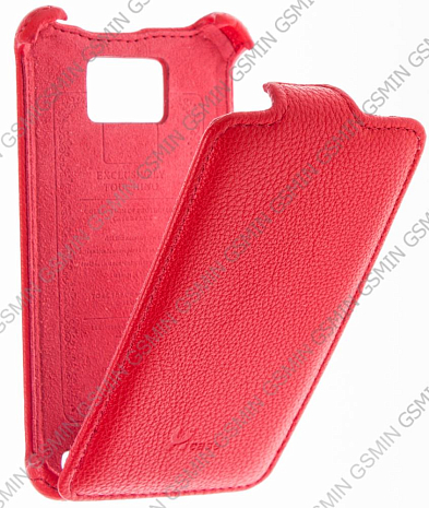 Кожаный чехол для Samsung Galaxy S2 Plus (i9105) LUX Case LC (Красный)