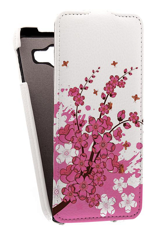 Кожаный чехол для Samsung Galaxy E5 SM-E500F/DS Armor Case "Full" (Белый) (Дизайн 153)