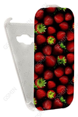 Кожаный чехол для Samsung Galaxy J1 (2016) Aksberry Protective Flip Case (Белый) (Дизайн 141)