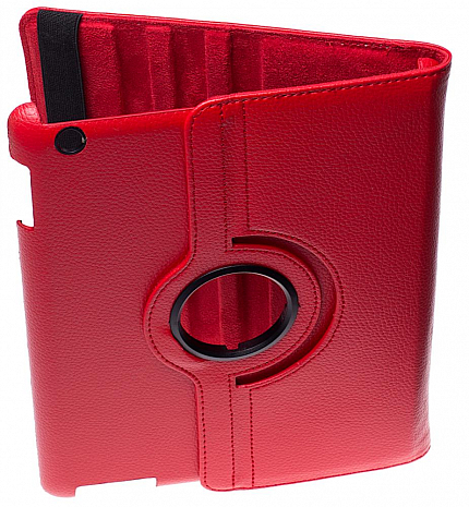 Кожаный чехол для iPad 2/3 и iPad 4 Вращающийся (Красный)