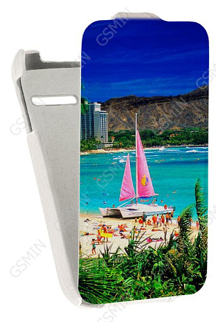 Кожаный чехол для Alcatel POP D1 4018D Art Case (Белый) (Дизайн 177)
