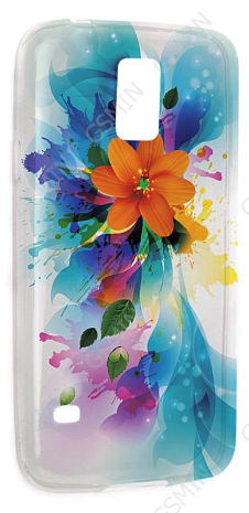 Чехол силиконовый для Samsung Galaxy S5 TPU (Прозрачный) (Дизайн 6)