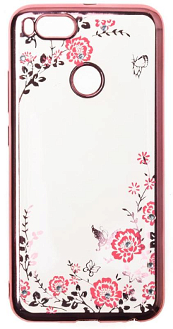 Чехол силиконовый для Xiaomi Mi 5X Flowers Crystal TPU Case (Розовый)