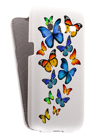 Кожаный чехол для Samsung Galaxy Core LTE (G386F) Armor Case "Full" (Белый) (Дизайн 3/3)
