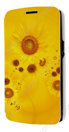 Кожаный чехол для Samsung Galaxy Grand 2 (G7102) Armor Case - Book Type (Белый) (Дизайн 162)