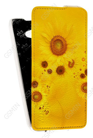 Кожаный чехол для Asus Zenfone 2 ZE500CL Aksberry Protective Flip Case (Белый) (Дизайн 162)
