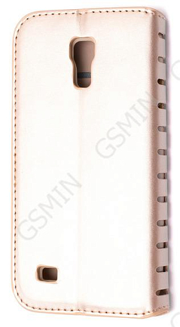 Кожаный чехол для Samsung Galaxy S4 Mini (i9190) на магните (Золотой)
