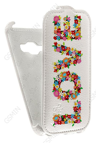 Кожаный чехол для Samsung Galaxy J1 (2016) Aksberry Protective Flip Case (Белый) (Дизайн 14/14)