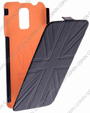 Кожаный чехол для Samsung Galaxy S5 Ferro Ultra Slim Case (Black / Orange)
