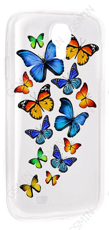 Чехол силиконовый для Samsung Galaxy S4 (i9500) TPU (Прозрачный) (Дизайн 3)