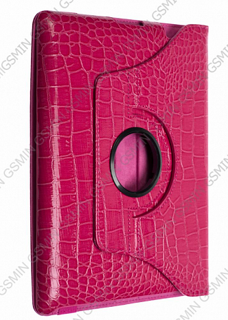 Кожаный чехол для iPad 2/3 и iPad 4 RHDS Fashion Leather Case - Crocodile glossy - Вращающийся (Малиновый)