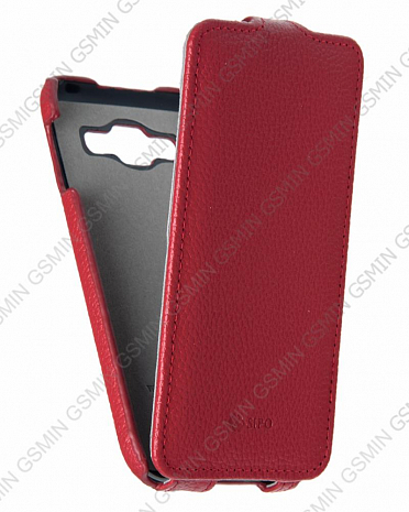 Кожаный чехол для Samsung Galaxy A7 Sipo Premium Leather Case - V-Series (Красный)