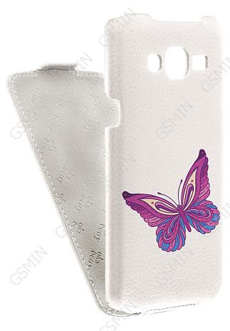 Кожаный чехол для Samsung Galaxy J3 (2016) SM-J320F/DS Aksberry Protective Flip Case (Белый) (Дизайн 12/12)