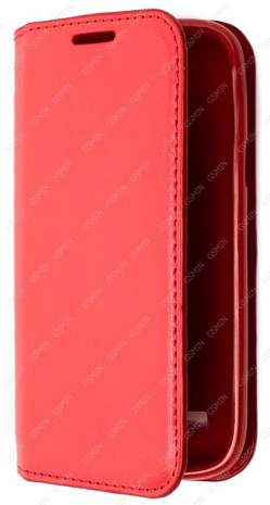 Кожаный чехол для Samsung Galaxy S4 Mini (i9190) на магните (Красный)