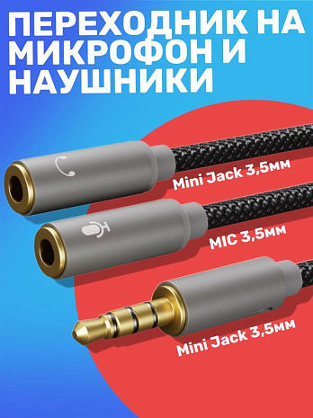 - GSMIN A20      Mini Jack 3.5  (M) - Mini Jack 3.5  (F) + MIC 3.5  (F) ()