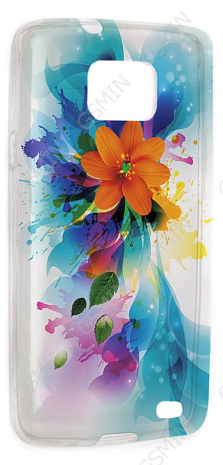 Чехол силиконовый для Samsung Galaxy S2 Plus (i9105) TPU (Прозрачный) (Дизайн 6)
