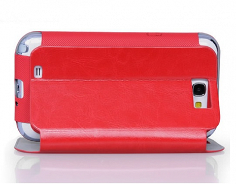 Кожаный чехол для Samsung Galaxy Note 2 (N7100) Hoco Crystal Leather Case (Красный)