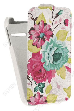 Кожаный чехол для Alcatel POP D1 4018D Art Case (Белый) (Дизайн 5/5)