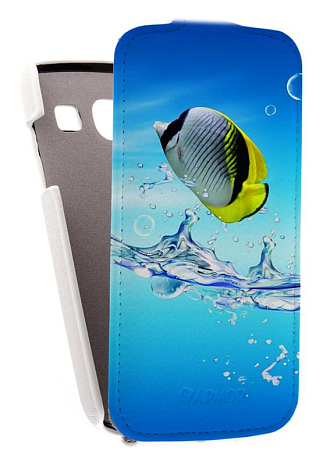 Кожаный чехол для Samsung Galaxy Core (i8260) Armor Case "Full" (Белый) (Дизайн 150)