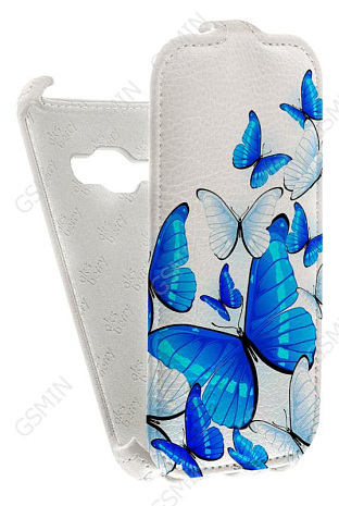 Кожаный чехол для Samsung Galaxy J1 (2016) Aksberry Protective Flip Case (Белый) (Дизайн 11/11)
