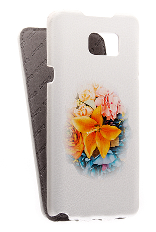 Кожаный чехол для Samsung Galaxy Note 5 Armor Case "Full" (Белый) (Дизайн 9/9)