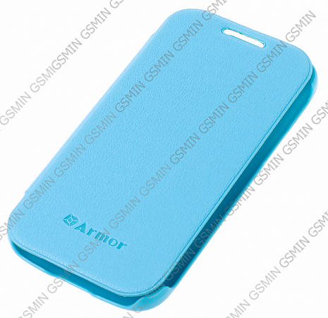 Кожаный чехол для Samsung Galaxy S4 Mini (i9190) Armor Case - Book Cover (Голубой)