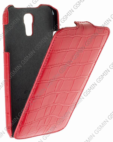 Кожаный чехол для Samsung Galaxy S4 (i9500) Melkco Premium Leather Case - Jacka Type (Crocodile Print Pattern - Red)