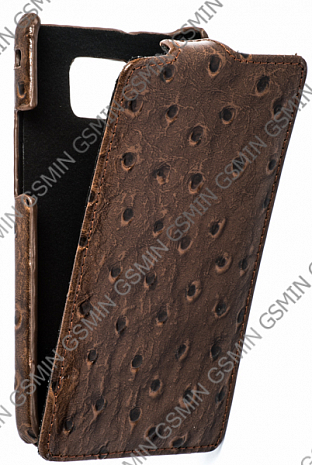 Кожаный чехол для Samsung Galaxy S2 Plus (i9105) Melkco Premium Leather Case - Jacka Type (Ostrich Print pattern-Brown)