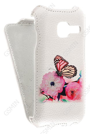 Кожаный чехол для Samsung Galaxy J1 mini (2016) Aksberry Protective Flip Case (Белый) (Дизайн 7/7)