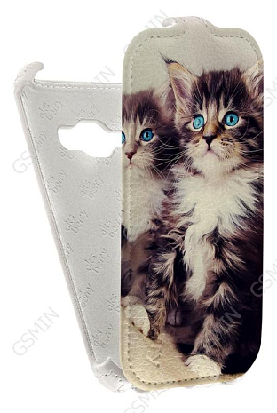 Кожаный чехол для Samsung Galaxy J1 (2016) Aksberry Protective Flip Case (Белый) (Дизайн 164)