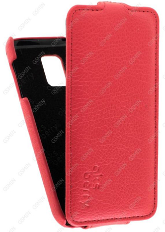 Кожаный чехол для Samsung Galaxy S5 mini Aksberry Protective Flip Case (Красный)