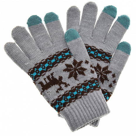 Перчатки Fashion Glove для сенсорных (емкостных) экранов "Зимний мотив" (Серый)