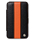 Кожаный чехол для Samsung Galaxy Note (N7000) Melkco Premium Leather Case -  Limited Edition Kios Type with 3 - Angle Stand (Black/Orange LC) Ver.2