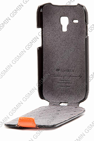 Кожаный чехол для Samsung Galaxy S3 Mini (i8190) Melkco Premium Leather Case - Special Edition Jacka Type (Black/Orange LC)