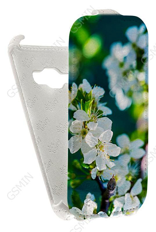 Кожаный чехол для Samsung Galaxy J1 (2016) Aksberry Protective Flip Case (Белый) (Дизайн 42)