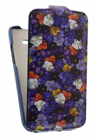 Кожаный чехол для Samsung Galaxy Grand 2 SM-G7102 Sipo Premium Leather Case - V-Series (Dark Blue) (Дизайн 145)