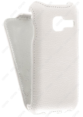 Кожаный чехол для Samsung Galaxy J1 mini (2016) Aksberry Protective Flip Case (Белый) (Дизайн 173)