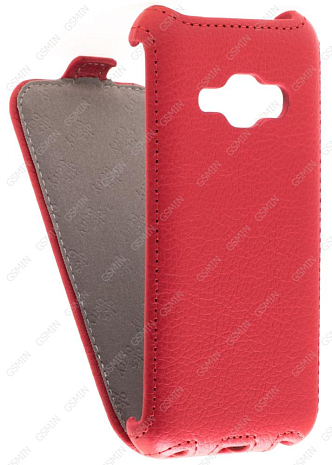 Кожаный чехол для Samsung Galaxy J1 (2016) Aksberry Protective Flip Case (Красный)