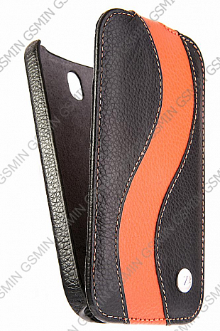    HTC One SV / One ST / T528T Melkco Leather Case - Special Edition Jacka Type (Black/Orange LC)
