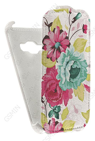 Кожаный чехол для Samsung Galaxy J1 (2016) Aksberry Protective Flip Case (Белый) (Дизайн 5/5)