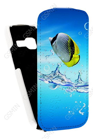 Кожаный чехол для Samsung S7262 Galaxy Star Plus Aksberry Protective Flip Case (Белый) (Дизайн 150)