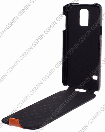    Samsung Galaxy S5 Melkco Premium Leather Case - Special Edition Jacka Type (Black/Orange LC)