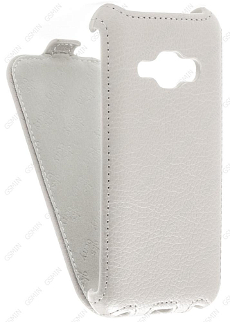 Кожаный чехол для Samsung Galaxy J1 (2016) Aksberry Protective Flip Case (Белый) (Дизайн 162)