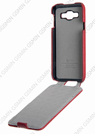 Кожаный чехол для Samsung Galaxy A7 Sipo Premium Leather Case - V-Series (Красный)